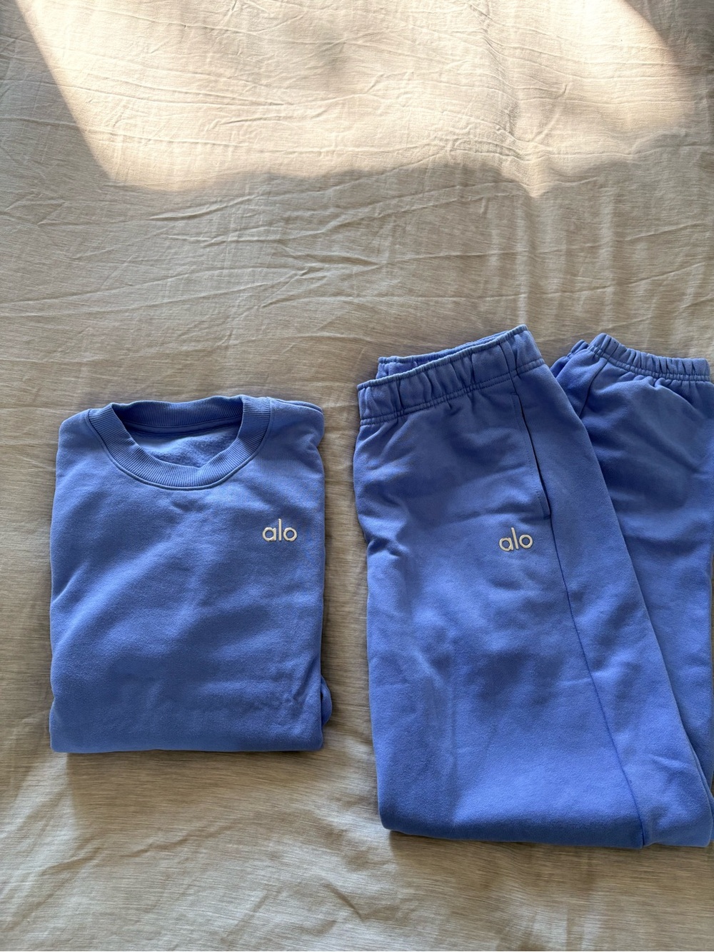 ALO Yoga Kids Periwinkle Blue PJ Set - Crewneck & Jogger